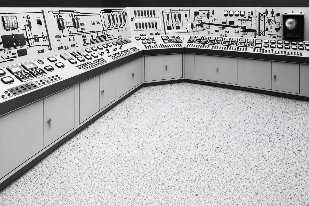Typical cement mill computer console carefully controlling and monitoring motors located remotely.