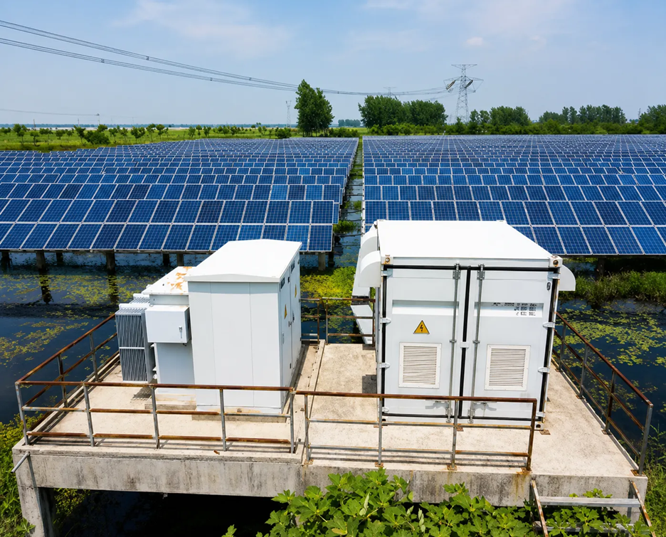 A photovoltaic (PV) power plant used for commercial electrical generation.