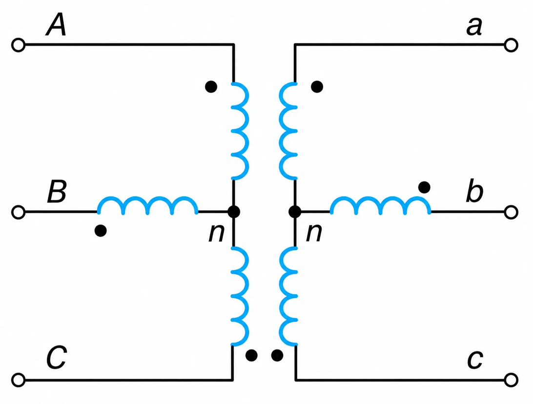 Ungrounded star&ndash;star (Y-Y) connected transformer.