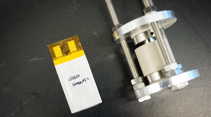 The engineered Li-S electrodes demonstrated improved performance in a practical pouch-cell format (left) suitable for EV-oriented battery designs.
