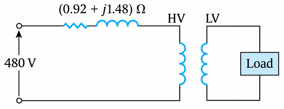 Transformer&rsquo;s equivalent leakage impedance referred to the high-voltage winding