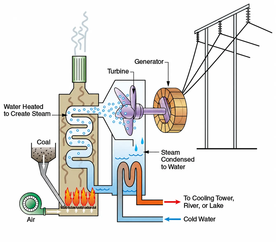 The water stays in a closed loop as it is heated and cooled in a thermal generating station.