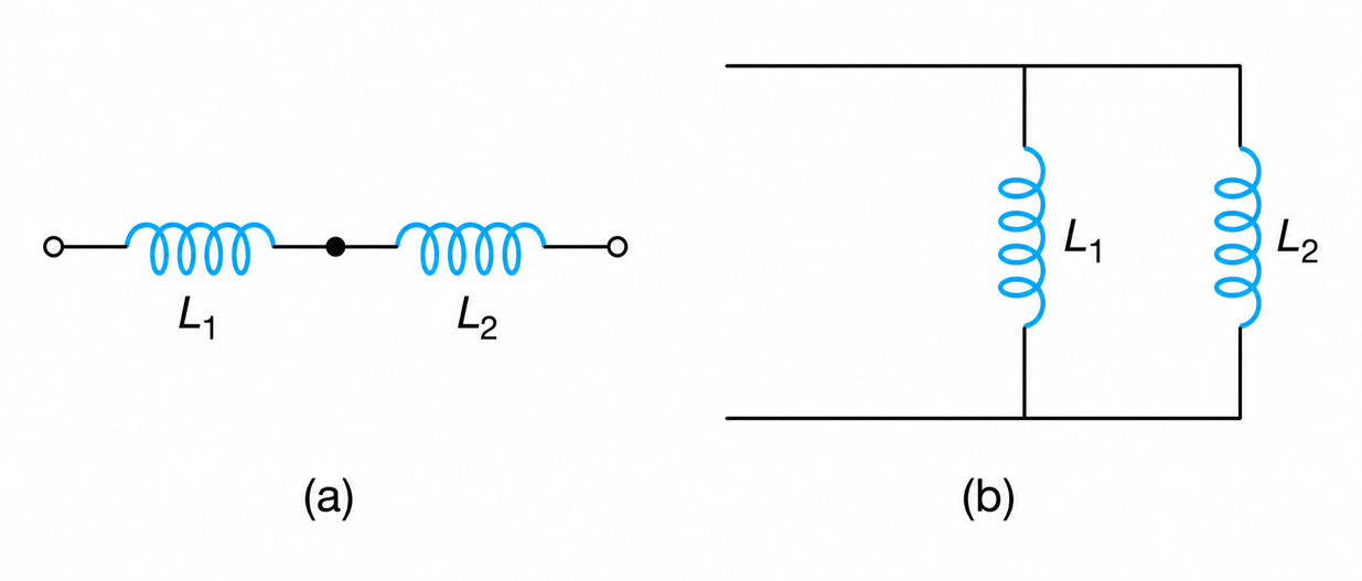 Ideal Inductors. (a) Series connection. (b) Parallel connection.