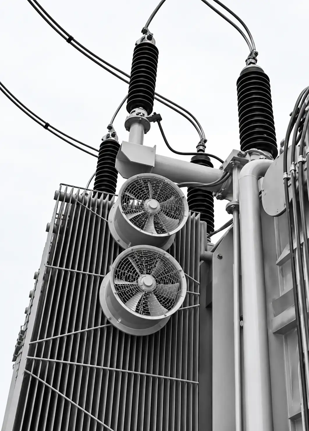 Transformer with ventilation fans.