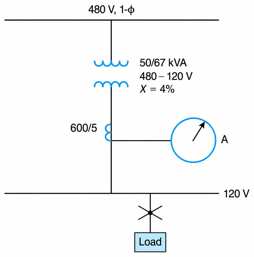 Single-Phase Transformer in One-Line Diagram