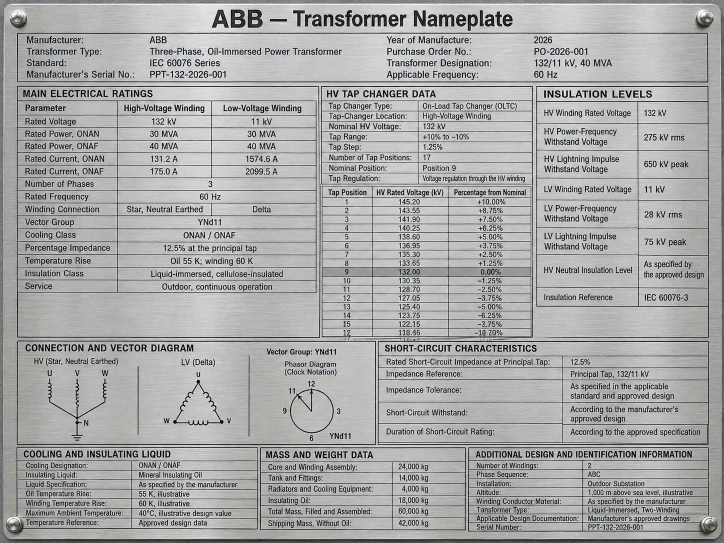 Transformer Nameplate Details